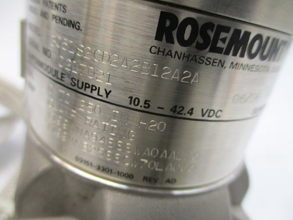 ROSEMOUNT 3051S2CD2A2B12A2A 10.5-42.4VDC REV. AD NSNP
