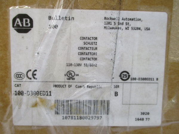 ALLEN BRADLEY 100-D300ED11 SER. B 110-130V (BR/WH) NSMP