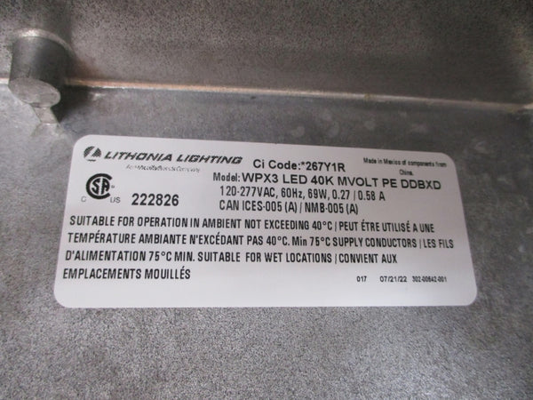 LITHONIA LIGHTING WPX3-LED-40K-MVOLT-PE-DDBXD 120-277VAC 0.27/0.58A NSMP