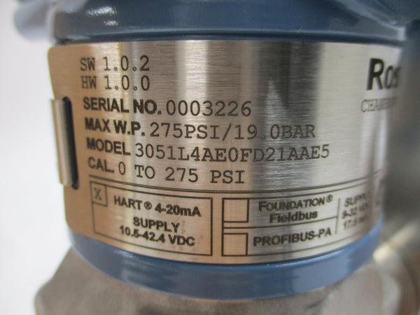 ROSEMOUNT 3051L4AE0FD21AAE5 10.5-42.4VDC 0-275PSI NSMP