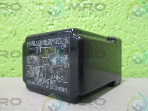 STERLING INCORPORATED 701-00038 REVERSE PHASE RELAY UNMP