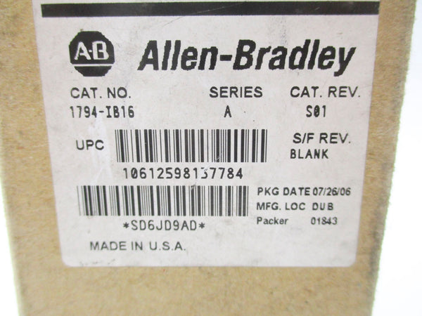 ALLEN BRADLEY 1794-IB16 SER. A 10-31.2VDC REV. B01 NSMP