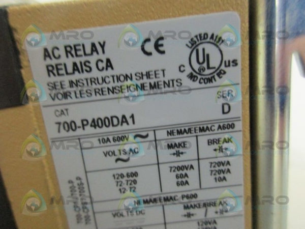 ALLEN BRADLEY 700-P400DA1 SER. D AC RELAY UNMP