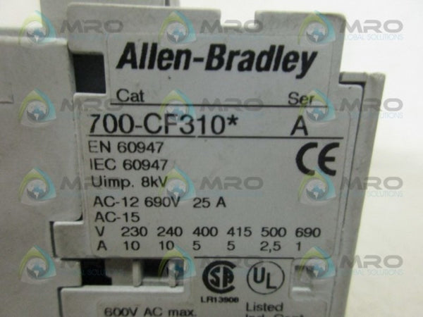 ALLEN BRADLEY 700-CF310 SER. A CONTACTOR RELAY UNMP