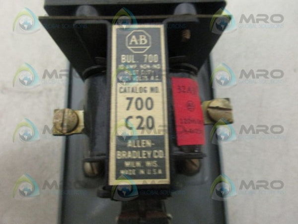 ALLEN BRADLEY 700C20 SER B RELAY UNMP