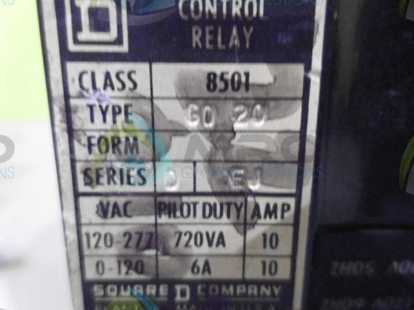 SQUARE D 8501-C0-20 CONTROL RELAY UNMP