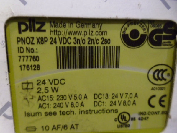 PILZ PNOZX8P24VDC3N/O2N/C2SO SAFETY RELAY NSMP