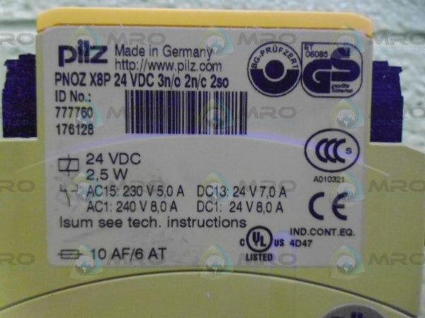 PILZ PNOZX8P24VDC3N/O2N/C2SO SAFETY RELAY NSMP