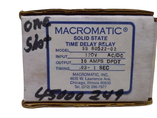 MACROMATIC SS 80522-02 TIME DELAY RELAY NSMP