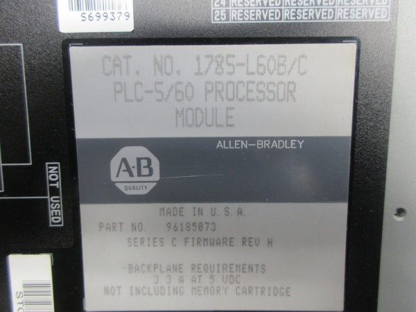 ALLEN BRADLEY 1785-L60B SER. C F/W H UNMP