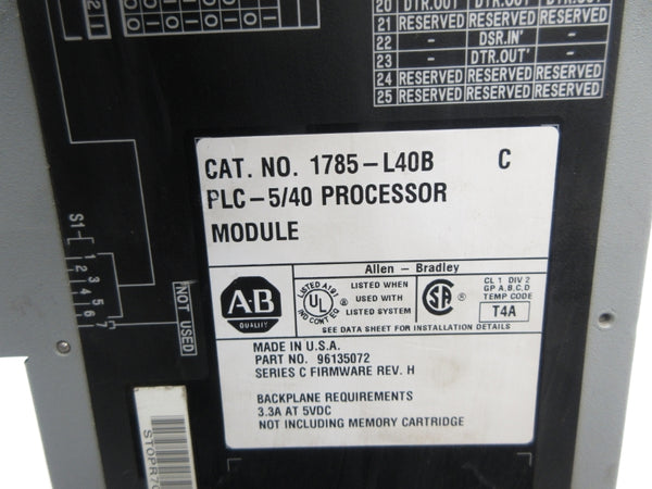 ALLEN BRADLEY 1785-L40B SER. C F/W H 5VDC 3.3A UNMP