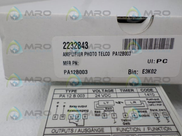 TELCO PA12B003 OPTO AMPLIFIER 24VDC NSMP