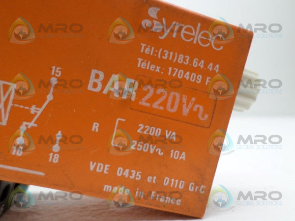 SYRELEC BAR220V TIME DELAY RELAY 220V UNMP