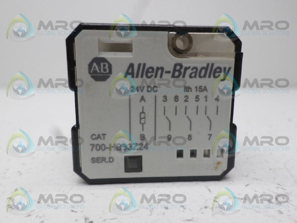 ALLEN BRADLEY 700-HB33Z24 SER. D RELAY 24VDC UNMP