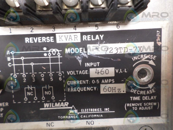 WILMAR 723TD-7X REVERSE KVAR RELAY 460V UNMP