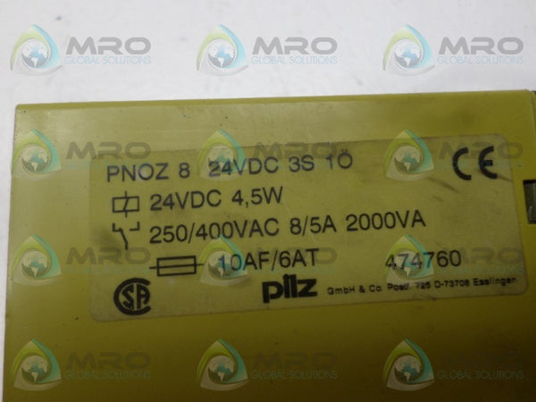 PILZ PNOZ824VDC3S1O 474760 SAFETY RELAY 24VDC UNMP