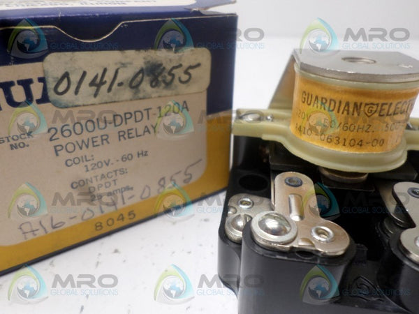 GUARDIAN ELECTRIC 2600U-DPDT-120A POWER RELAY 120V  NSMP