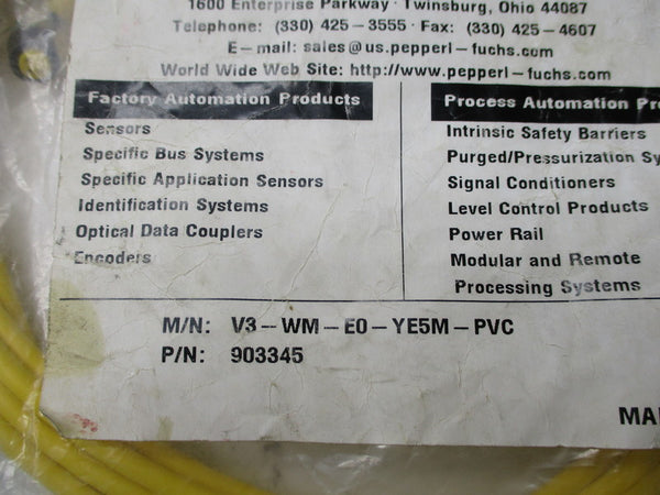 PEPPERL+FUCHS V3-WM-E0-YE5M-PVC NSMP