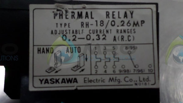 YASKAWA RH-18/0.26MP THERMAL RELAY UNMP