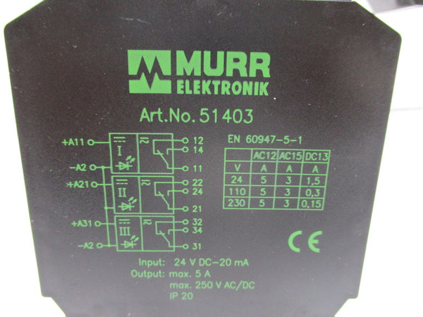 MURR ELEKTRONIK 51403 OUTPUT RELAY 24VDC NSNP