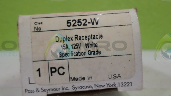 PASS & SEYMOUR 5252-W WHITE DUPLEX RECEPTACLE NSMP