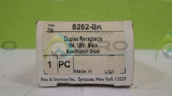 PASS & SEYMOUR 5252-BK BLACK DUPLEX RECEPTACLE NSMP