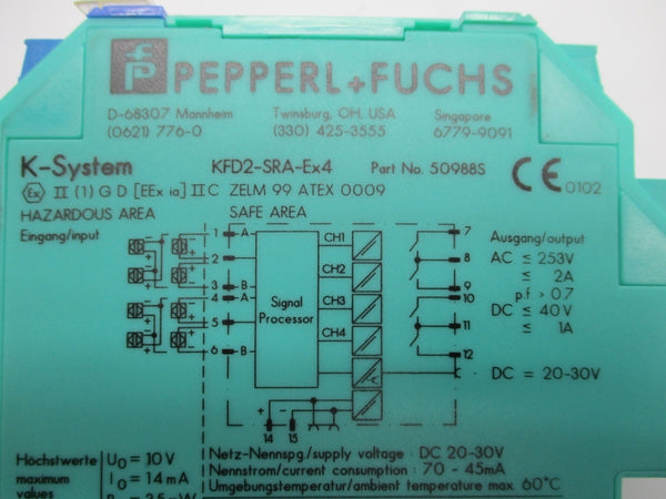 PEPPERL+FUCHS KFD2-SRA-EX4 50988S 253VAC 2A NSNP