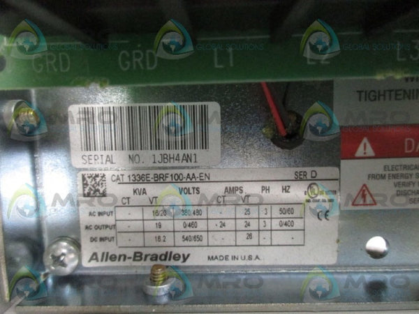 ALLEN BRADLEY 1336E-BRF100-AA-EN SER D AC DRIVE (AS PICTURED) NSNP