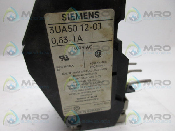 SIEMENS 3UA5012-0J OVERLOAD RELAY 0,63-1A  UNMP