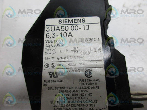 SIEMENS 3UA5000-1J OVERLOAD RELAY 6,3-10A  UNMP