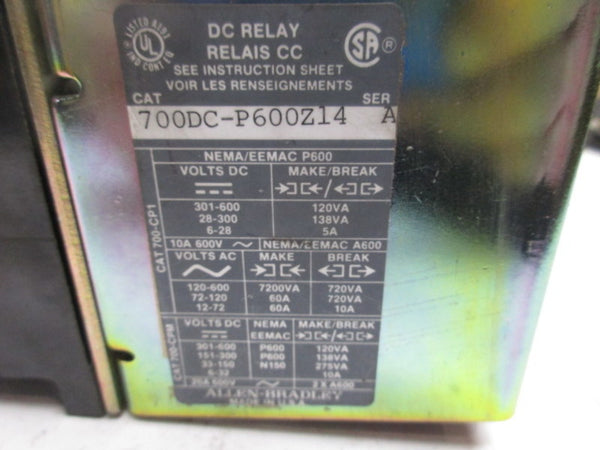 ALLEN BRADLEY 700DC-P600Z14 SER A DC RELAY UNMP