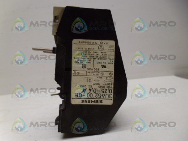 SIEMENS 3UA5200-0E OVERLOAD RELAY UNMP