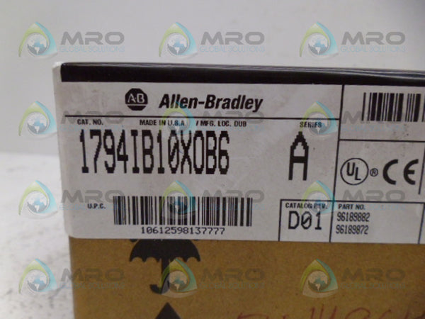 ALLEN BRADLEY 1794-IB10XOB6 SER. A I/O MODULE 10/13/99 NSFS