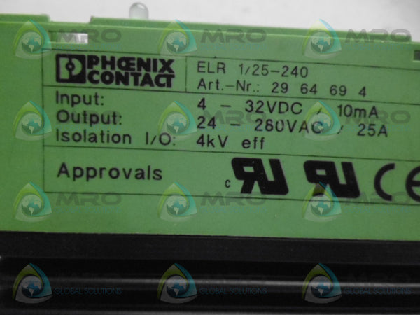PHOENIX CONTACT ELR1/25-240 RELAY AS IS NSNP