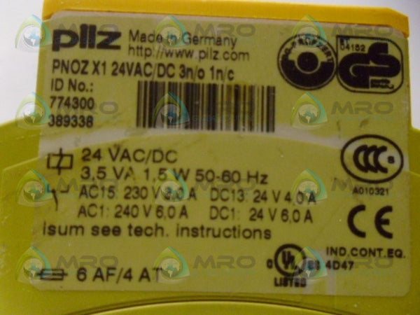 PILZ PNOZX124VAC/DC3n/o1n/c 774300 SAFETY RELAY UNMP