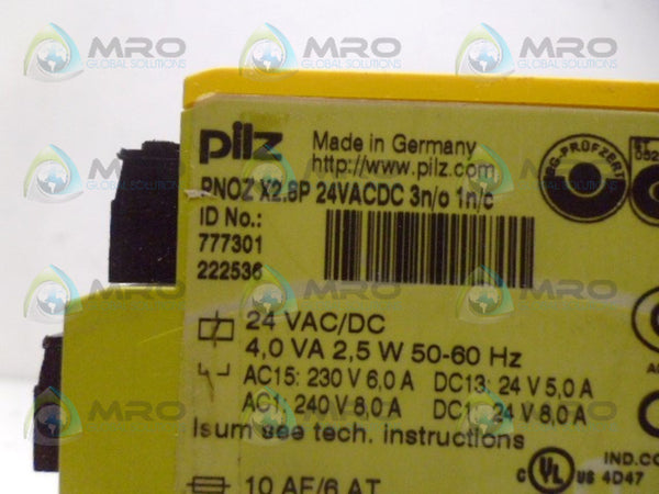 PILZ PNOZX2.8P24VACDC3n/o1n/c 777301 SAFETY RELAY UNMP