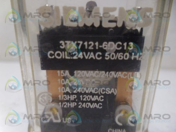 SIEMENS 3TX7121-6DC13 RELAY 24VAC UNMP