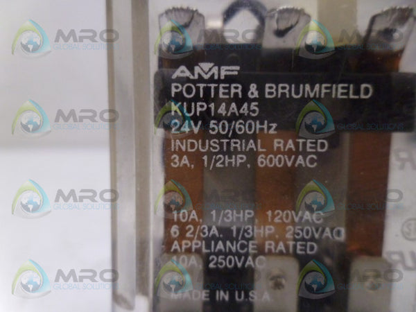 POTTER & BRUMFIELD KUP-14A45-24 RELAY 24V UNMP