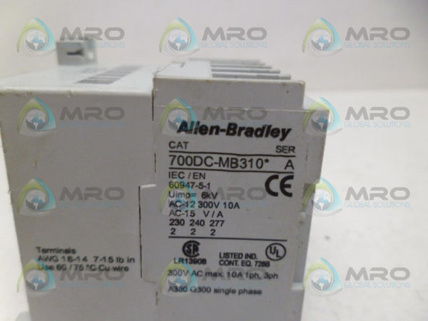 ALLEN BRADLEY 700DC-MB310 SER. A CONTROL RELAY UNMP