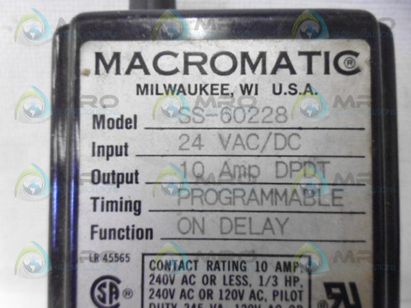 MACROMATIC SS-60228 TIME DELAY RELAY NSNP