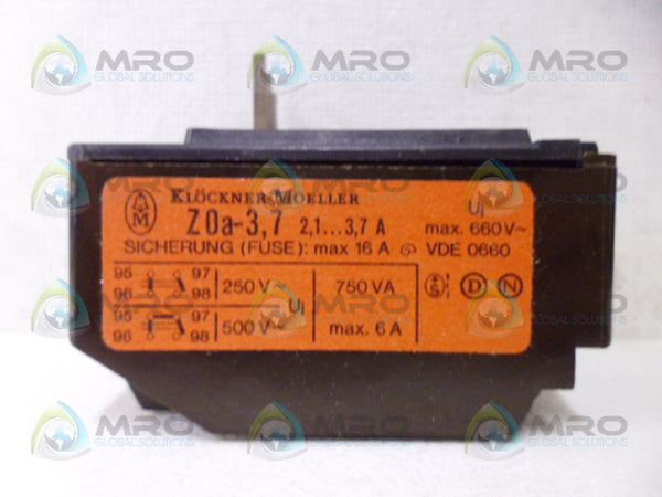 MOELLER Z0A-3,7 OVERLOAD RELAY NSMP