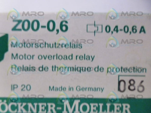 KLOCKNER MOELLER Z00-0,6 OVERLOAD RELAY 0,4-0,6A NSMP
