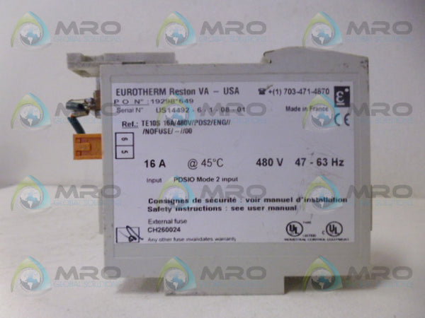 EUROTHERM TE10S16A/480V/PDS2/ENG///NOFUSE/-//00 SOLID STATE RELAY NSNP
