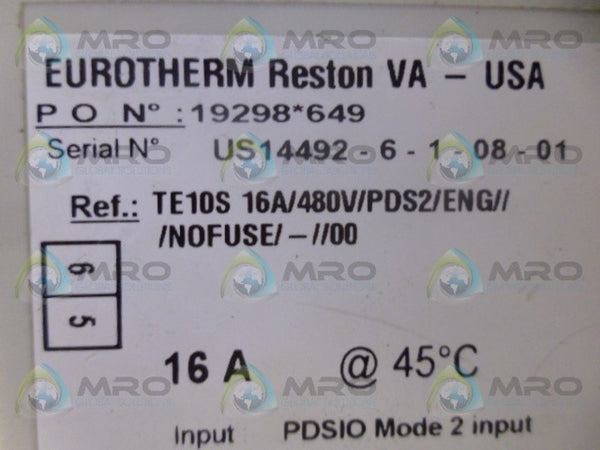 EUROTHERM TE10S16A/480V/PDS2/ENG///NOFUSE/-//00 SOLID STATE RELAY NSNP