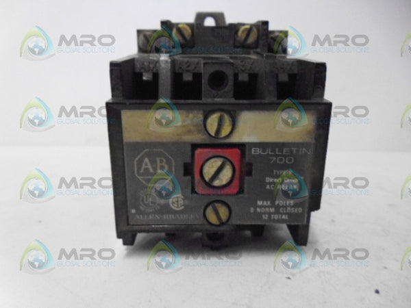 ALLEN BRADLEY 700-PT200B22 SER. A CONTROL RELAY UNMP
