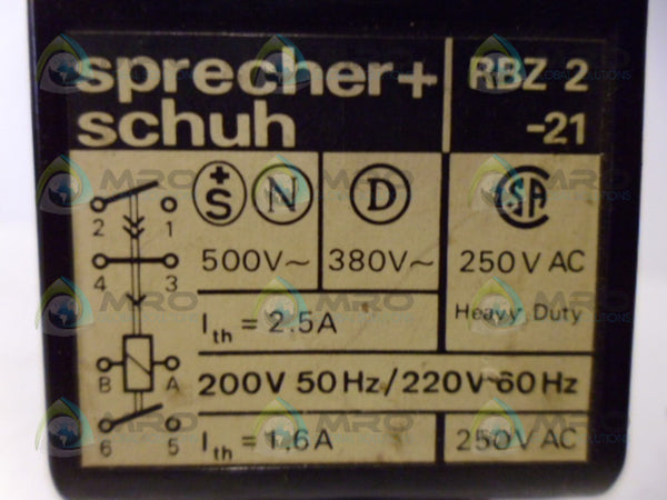 SPRECHER+SCHUH RBZ2-21 TIME RELAY/DELAY NSNP
