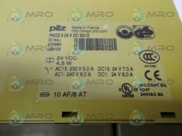PILZ PNOZ324VDC5S1O SAFETY RELAY NSMP