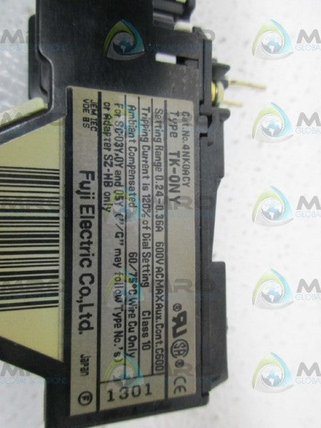 FUJI ELECTRIC 4NK0ACY TK-0NY-0.24-0.36 OVERLOAD RELAY 0.24-0.36A NSNP