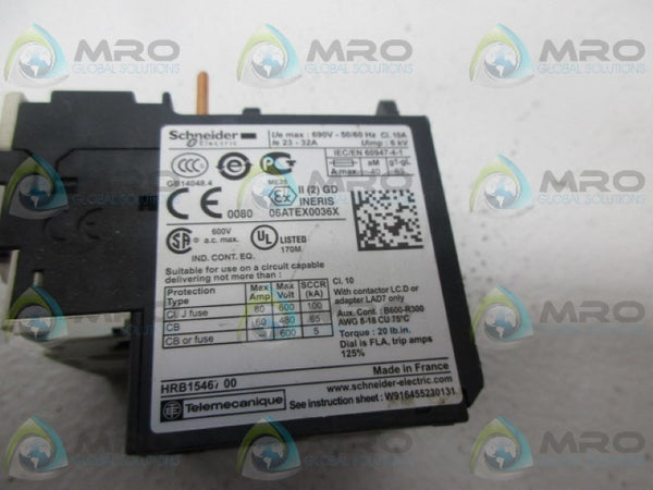 SCHNEIDER LRD32 OVERLOAD RELAY 23-32A  UNMP