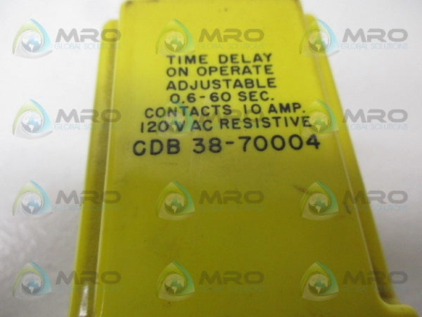 POTTER & BRUMFIELD CDB-38-70004 TIME DELAY RELAY 0.6-6 SEC. 120/120VAC  UNMP